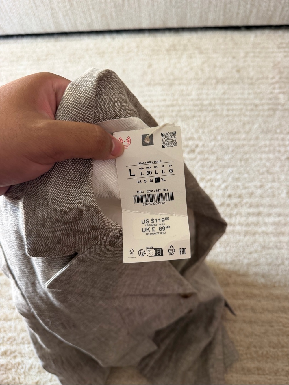 Zara women’s 100% linen blazer size large - Picture 3 of 7
